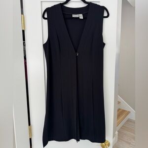 Chico's Lagenlook Long Tunic Vest Oyster Button Wrinkle-Resistant Black